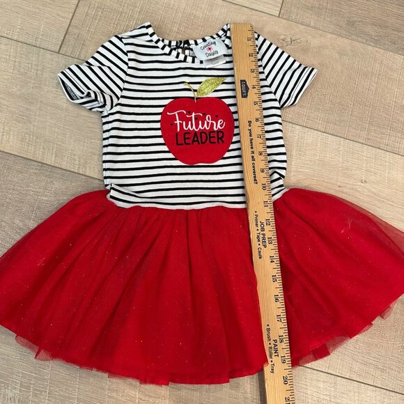COUNTING DAISIES GIRLS RED AND BLACK 3T FUTURE LEADER SCHOOL DRESS - Picture 4 of 8